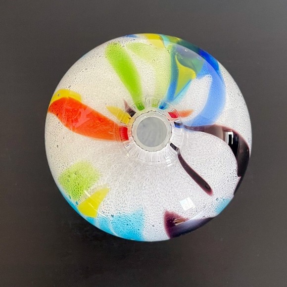 CRATE & BARREL Multicolor Hand Blown Art Glass Ziggy 4.5" Bud Vase - Picture 4 of 7